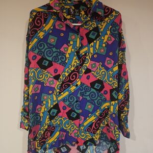 Colorful 90s Geometric Pattern Shirt